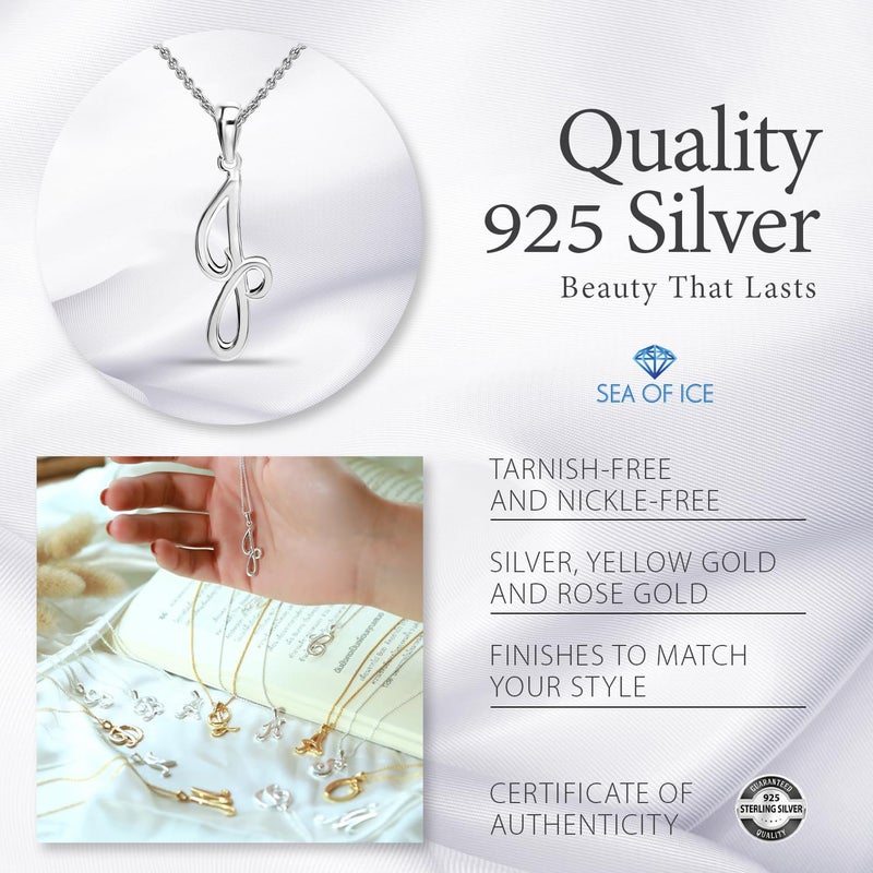 SEA OF ICE J Necklace Initial Alphabet Letter Pendant Necklace Sterling Silver Necklace for Women - Image 5